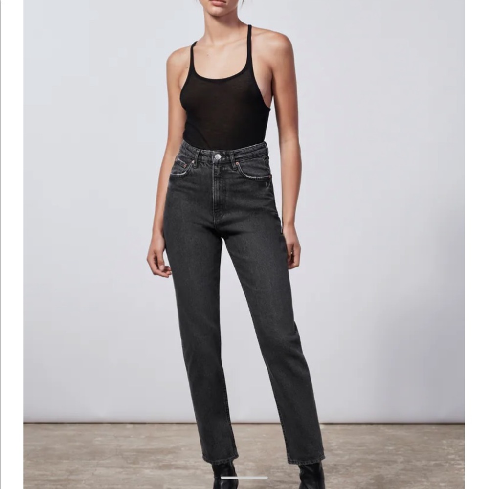 Zara Classic Mom Jeans in Black Denim